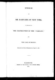 Cover of: Speech of Mr. Barnard, of New York, in rrlation [sic] to the destruction of the "Carline", and the case of McLeod