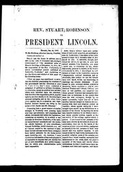 Cover of: Rev. Stuart Robinson to President Lincoln