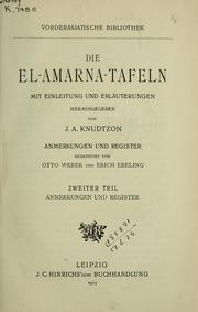 Cover of: Die El-Amarna-Tafeln by Jörgen A. Knudtzon