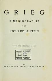 Cover of: Grieg; eine Biographie