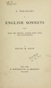 Cover of: A treasury of English sonnets: ed. from the original sources with notes and illustrations