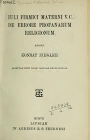 Cover of: De errore profanarum religionum