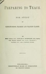 Cover of: Preparing to teach by Hall, John