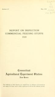 Cover of: Report on inspection, commercial feeding stuffs, 1929