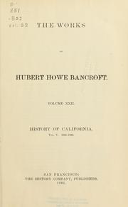 History of California by Hubert Howe Bancroft