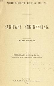 Cover of: Sanitary engineering: North Carolina Board of Health