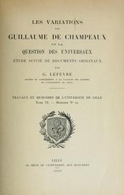 Cover of: Les variations de Guillaume de Champeaux et la question des universaux by Georges Lefèvre