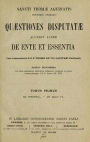 Cover of: Quaestiones disputatae accedit liber de ente et essentia