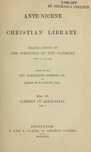 Cover of: The writings of Clement of Alexandria