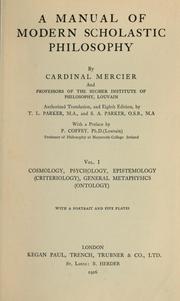 Cover of: A manual of modern scholastic philosophy by Désiré Félicien Francois Joseph Mercier, cardinal