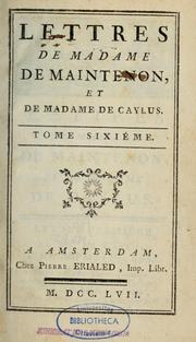 Cover of: Lettres de madame de Maintenon