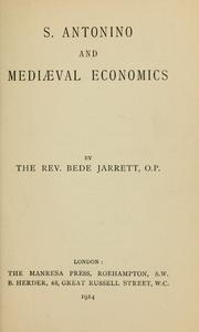 Cover of: S. Antonino and mediaeval economics