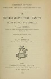 Cover of: De recuperatione Terre Sancte by Dubois, Pierre
