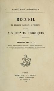 Cover of: Études critiques sur les sources de l'histoire mérovin-gienne by Gabriel Monod