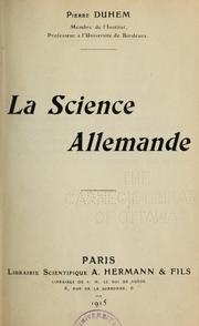 Cover of: La science allemende