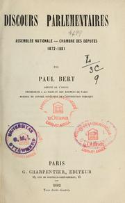 Cover of: Discours parlementaires: Assemblée nationale, Chambre des députés, 1872-1881