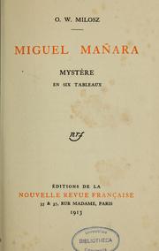 Cover of: Miguel Mañara: mystère en six tableaux