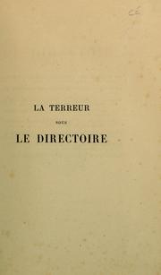 Cover of: La terreur sous le Directoire