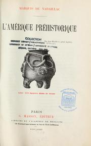 Cover of: L'Amérique préhistorique
