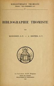 Cover of: Bibliographie thomiste