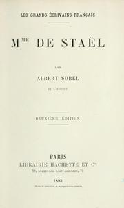 Cover of: ... Mme. de Staël by Albert Sorel