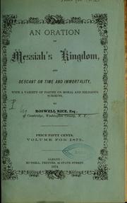 Cover of: An oration on Messiah