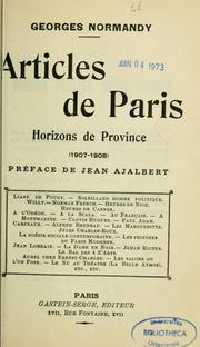Cover of: Articles de Paris, horizons de province (1907-1908)