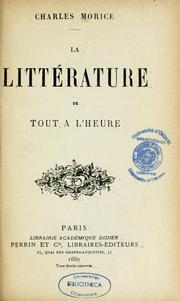 Cover of: La littérature de tout à l'heure