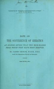 Cover of: Note on the occurrence of erratics at higher levels than the rock-masses from which they have been derived