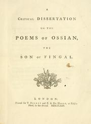 Cover of: A critical dissertation on the poems of Ossian, the son of Fingal.. by Hugh Blair