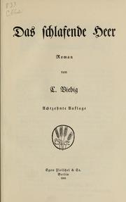 Cover of: Das schlafende heer by Clara Viebig