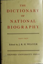 Cover of: The dictionary of national biography by George Smith