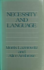 Cover of: Necessity and language