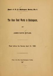 Cover of: The once used words in Shakespeare by James Davie Butler