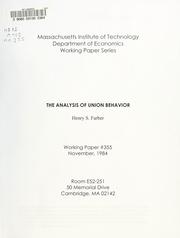 Cover of: The Analysis of union behavior by Henry S. Farber