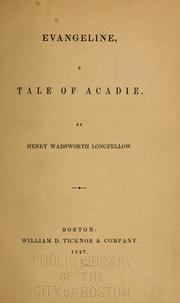 Cover of: Evangeline: a tale of Acadie