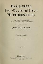 Cover of: Reallexikon der germanischen Altertumskunde: unter mitwirkung zahlreicher Fachgelehrten herausgegeben