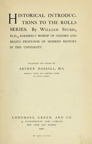 Cover of: Historica introductions to the Rolls series