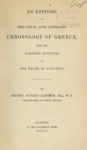 Cover of: An epitome of the civil and literary chronology of Greece: from the earliest accounts to the death of Augustus