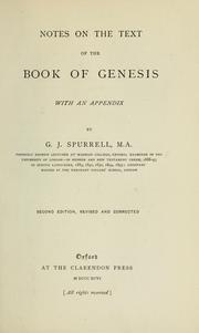 Cover of: Notes on the text of the Book of Genesis, with an appendix