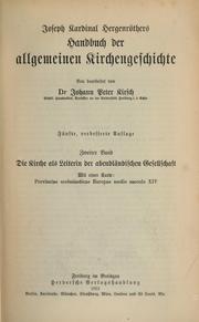 Cover of: Joseph Kardinal Hergenröthers Handbuch der allgemeinen Kirchengeschichte