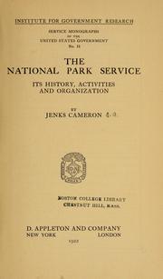 Cover of: The National park service by Jenks Cameron