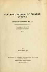 Cover of: Fragments of Sung criticism of poetry by Shao-yü Kuo