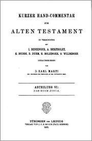 Cover of: Kurzer Hand-Commentar zum Alten Testament: Das Buch Josua, erklärt von H. Holzinger, ...