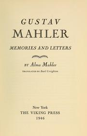 Cover of: Gustav Mahler: memories and letters