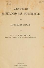 Cover of: Kurzgefasstes etymologisches Wörterbuch der altindischen Sprache