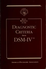 Cover of: Diagnostic criteria from DSM-IV