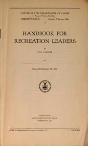 Cover of: Handbook for recreation leaders