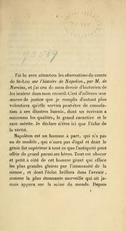 Cover of: Observations de Louis Bonaparte, comte de St-Leu, sur L'histoire de Napoleon, par M. de Norvins by Louis Bonaparte King of Holland