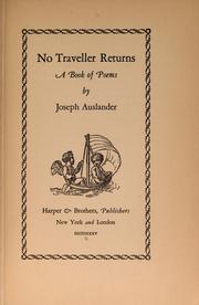 Cover of: No traveller returns: a book of poems
